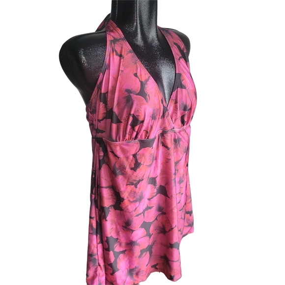 ACX Swim Pink Floral Swimsuit Dress 1X - Picture 2 of 3